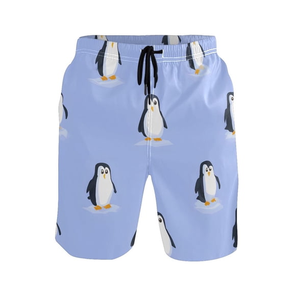 Cute Penguins Mens Swim Trunks Quick Dry Board Shorts Breathable Fit Beach Shorts Swimwear