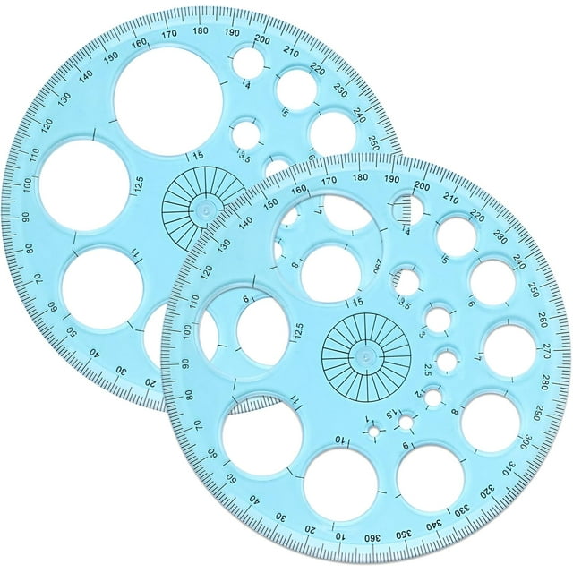 2 Pcs Circle Template for Drawing, Circle Stencil Ruler Plastic Round Stencil Large and Small Size Geometric Stencils Multi Function Circles Drawing Tool for Office, School, Drawings Supplies