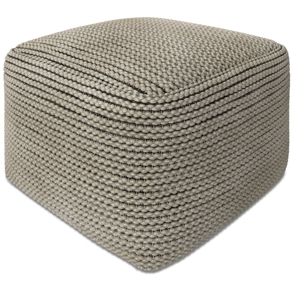 Simpli Home Eastmont 18W Square Knitted Indoor/Outdoor Pouf