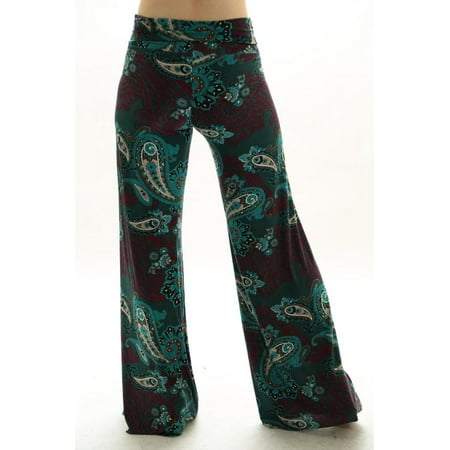 Uptown Apparel Womens Fold Over Waist Wide Leg Pants, Good for tall, curvy women - Available in S-L - MADE IN