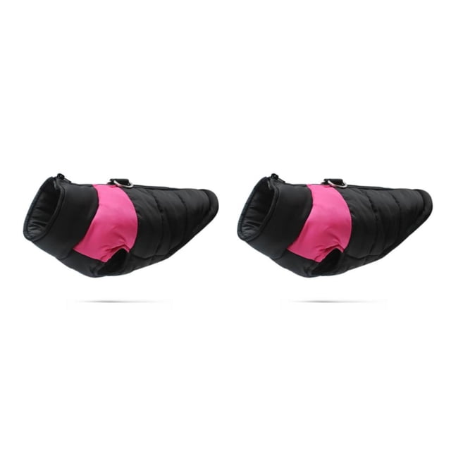 Billuyoard Abrigo de invierno para mascotas de poliéster, chaqueta resistente al viento y al agua para amigos peludos, cómodo y transpirable, rosa 1XL 2Conjunto