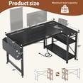 thumbnail image 4 of Exenoray L-Shaped Computer Desk with Power Outlet, 48" Reversible Corner Desk with Storage Shelf & Fabric Organizer, Space-Saving Home Office Workstation, Black, 4 of 7