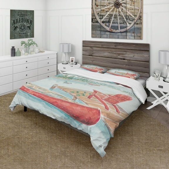Designart 'Lake Moments IV' Cottage Duvet Cover Set