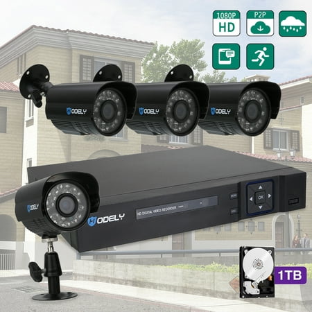Outdoor Wireless Security Camera System, 8CH 1080P HD Network WIFI DVR System, Outdoor Waterproof IP66 Bullet Cameras with IR Night Vision LED & 1TB Hard Drive Home CCTV Video Surveillance Kit,