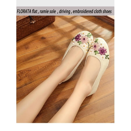 

LELINTA Women s Shoes Classic Loafers Ladies Shoes Slip On Round Toe Ballet Flat Comfort Cute Floral Print Embroidered Casual Walking Driving Shoes Size 4-10