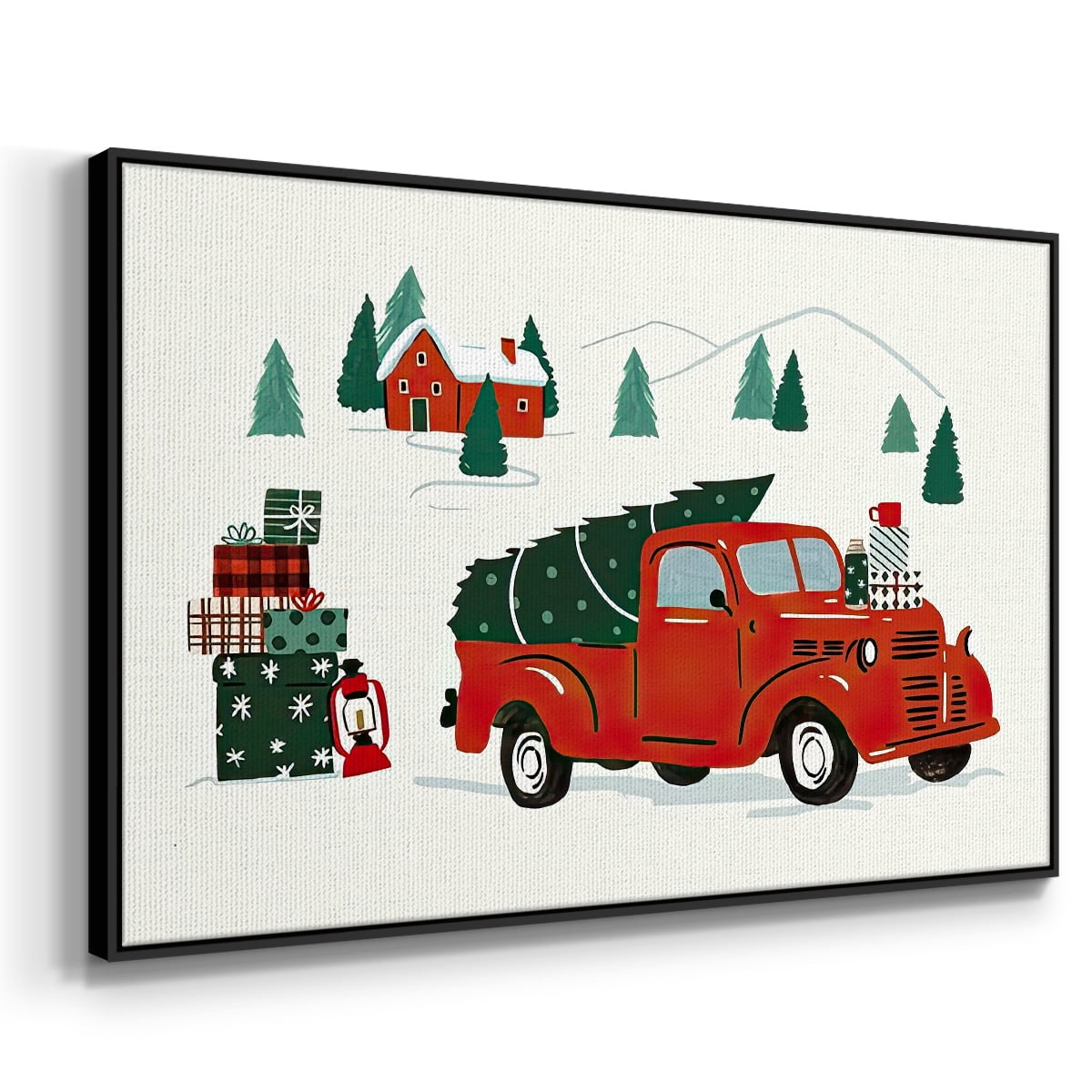 Going to Grandmas Collection A - Framed Gallery Wrapped Holiday Canvas - 27 x 41 - Black Frame