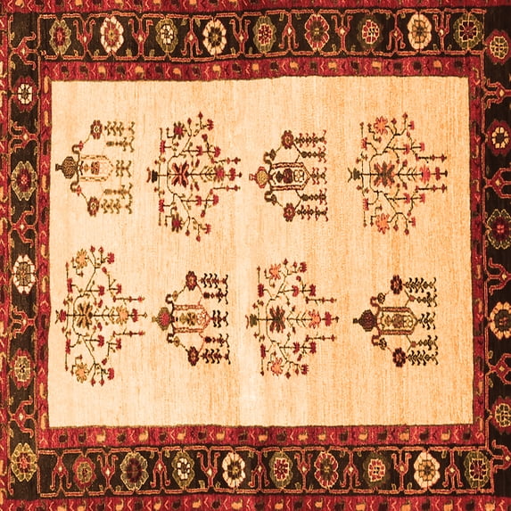 Ahgly Company Indoor Square Persian Orange Traditional Area Rugs, 4' Square