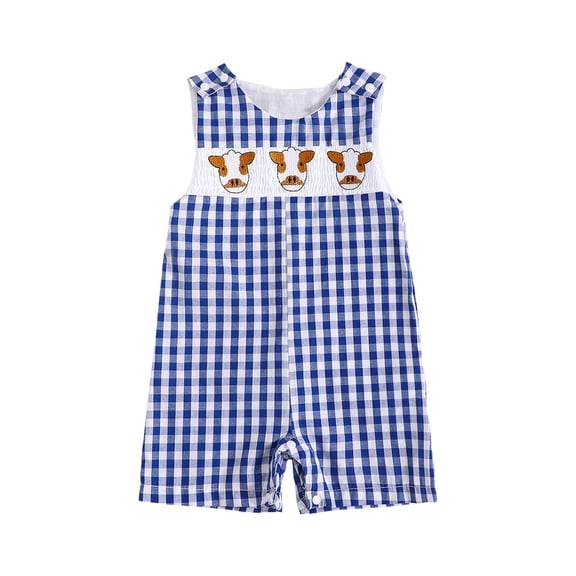 KPOPLK Newborn Baby Boy Clothes Sleeveless Romper Infant Embroidery Bodysuit Cute Summer Spring Outfit(6-12 Months,Sky Blue)