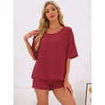 thumbnail image 3 of DARING DIVA Waffle Knit Pajama Loungewear 2 Pieces Lounge Sets M Red, 3 of 6