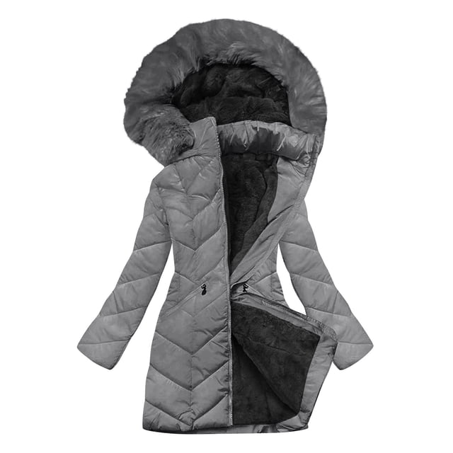 Wensltd Veste Doublée en Molleton pour Femmes à Capuche, Extérieure, Décontractée, Mode, Hiver, Chaude, Manteau Épais, Noir