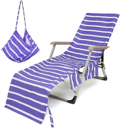 Clearance: Beach Chair Towel Chaise Lounge Cover with Pockets Pool ...