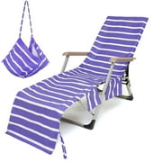 Serviette de chaise de plage Housse de chaise longue avec poches Serviette de chaise de piscine pour patio extérieur Jardin - Violet