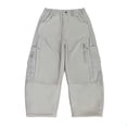 thumbnail image 2 of Lullu Boys Baggy Cargo Pants Streetwear Wide Leg Pants Outdoor Hiking Trousers, Khaki, Sizes 5-14, 2 of 7