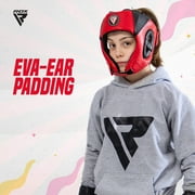 RDX Kids Boxing Headgear, MMA Training KickBoxing Equipment, Leather, Red