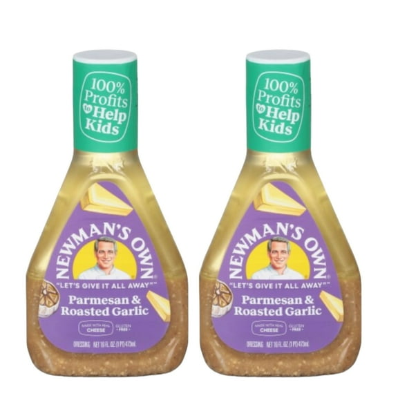 Newman's Own Salad Dressing, Parmesan & Roasted Garlic, 16 Fl Oz, Pack of 2