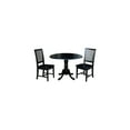 thumbnail image 2 of Retro Coffee Table Set with Mission Chairs - Solid Wood & Parawood, 3-Piece Living Room Furniture, Black Finish, 2 of 5