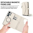thumbnail image 5 of For Samsung Galaxy S21 FE Crossbody Wallet Phone Case,Magnetic Detachable Flip,With Shoulder Strap&Wrist Strap,Zipper Pocket,Card&Cash Slots,PU Leather Shockproof Rugged Phone Case,White, 5 of 9