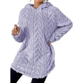 thumbnail image 3 of Sudadera con Capucha de Jacquard de Larga en Color Liso para Mujer, Chaqueta Ajustada con Cordón de Felpa. Púrpura XL, 3 of 8