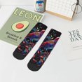thumbnail image 7 of Rateoe Artistic Colorful Bird Pattern Quarter Crew Socks,Toe Seamed Ankle Socks,Cotton Cushioned Breathable Athletic Crew Sports Socks, 7 of 7