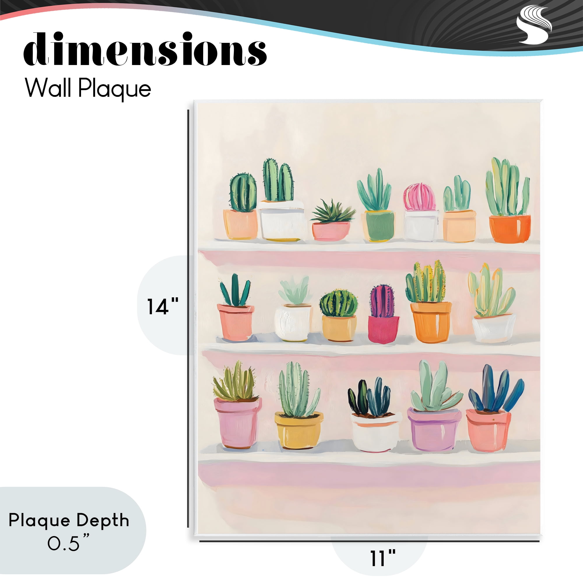 Stupell Industries Cactus Shelf Arrangement Wall Plaque Art, design by The Prints Vibe