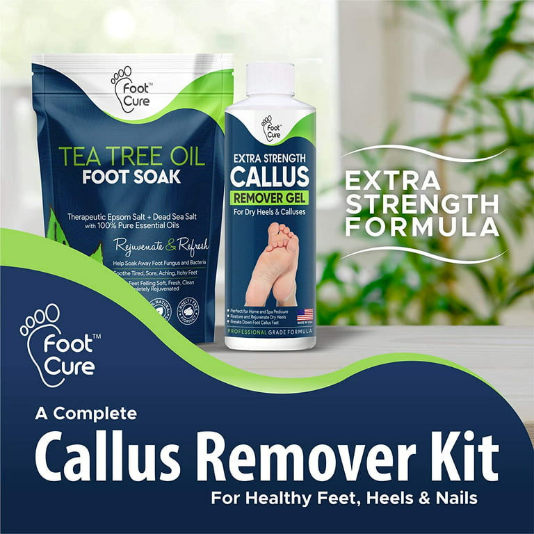 Foot Cure Foot Exfoliator & Callus Remover Pedicure Set Foot Care Kit  Includes Foot File for Dead Skin, Tea Tree Oil Foot Soak Salts, Urea Cream  40 Percent & Foot Callus Removal