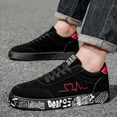 thumbnail image 3 of CORASUN Men's Fashion Heartbeat Graffiti Casual Sneakers | Lace-Up Low Top Skate Shoes | PU Waterproof & Dirt-Resistant | PVC Non-Slip & Wear-Resistant (Red/Black), 3 of 9