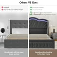 thumbnail image 5 of Hiphuta Modern King Bed Frame with 2 Drawers, LED Lights Platform Bed Frame, Sturdy Beds Frame with Upholstered Button Tufted Headboard, Velvet Gray, 5 of 7