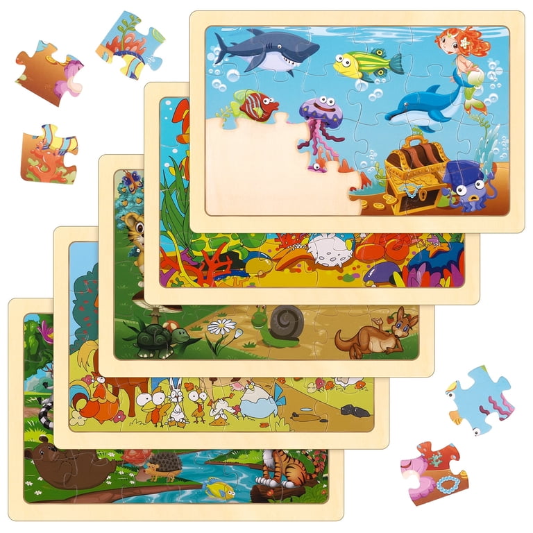 Sixwipe Wooden Puzzles Set, 5 Pack Educational Toy photo 1