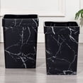 thumbnail image 2 of OATIPHO Stylish Black Marble Texture Plastic Waste Bin for Storage Tidy Living Room Bedroom Size 10.5 x 10.5 x 11.5 Inches, 2 of 8
