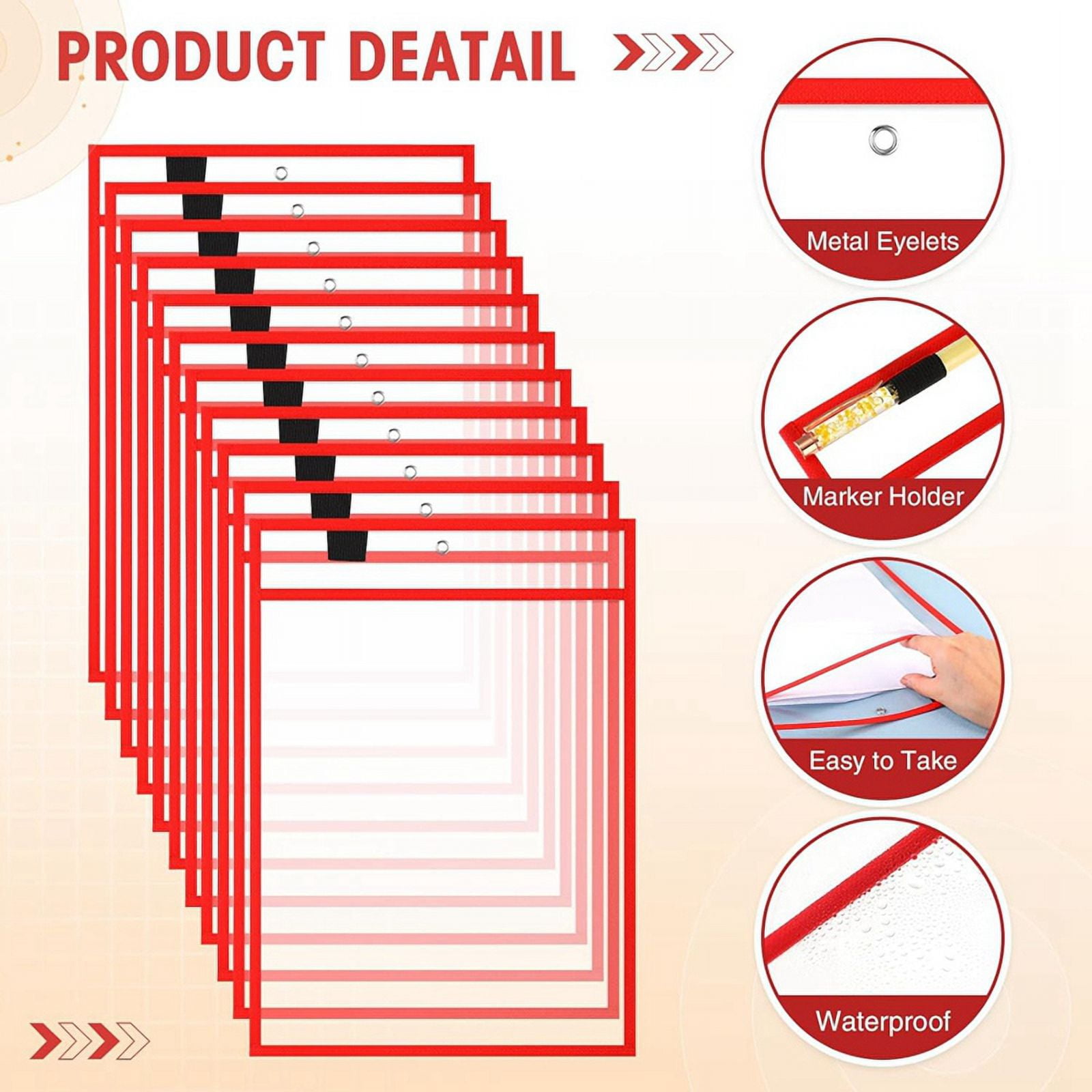 ckepdyeh 25PCS File Folders 24x32cm Work Note Holder Dry Erase Pockets for Teachers Work Classroom Organization Supplies A ticket holder