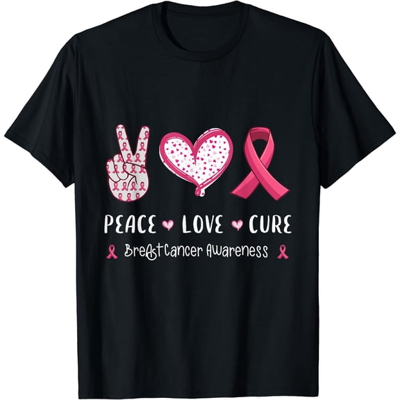 Peace Love cure breast cancer awareness women kids men T-Shirt