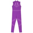 thumbnail image 4 of iiniim Kids Girls Shiny Full Body Unitard Rhinestone One Piece Leotard Sleeveless Gymnastics Dancewear Purple 12, 4 of 7
