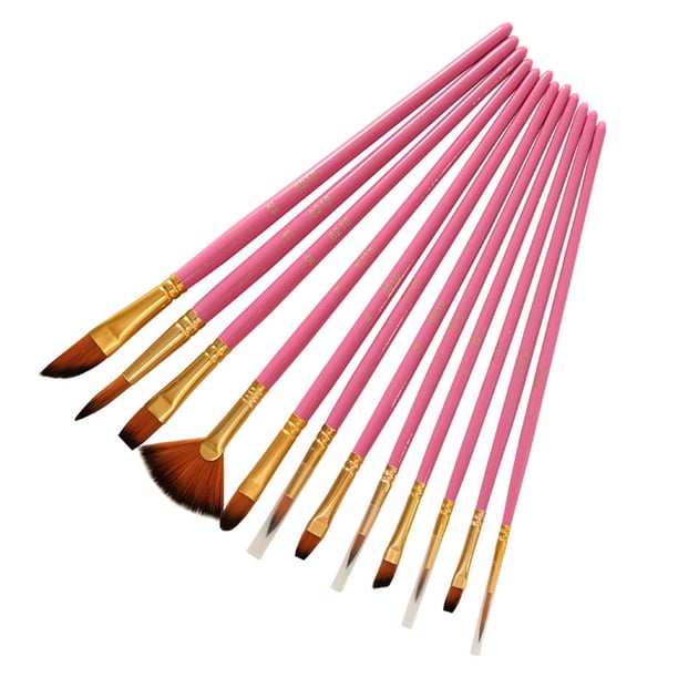 Paquete de 12 pinceles de pintura Conjunto Manera de madera Pintura DIY Dibujo Art Pens Laveables Reutilizables Estudiantes Suministros Suministros Papelería Rose Rojo sidaley EL005758-02