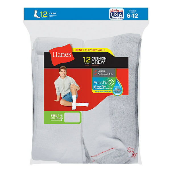 Hanes - Hanes Men's Crew Socks, 12-Pack - Walmart.com - Walmart.com