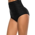 thumbnail image 4 of Women's Retro High Waisted Bikini Bottom Ruched Swim Short Tankinis Solid Pleated Briefs Shorts Full Coverage Bathing Suit Bottom, 4 of 6