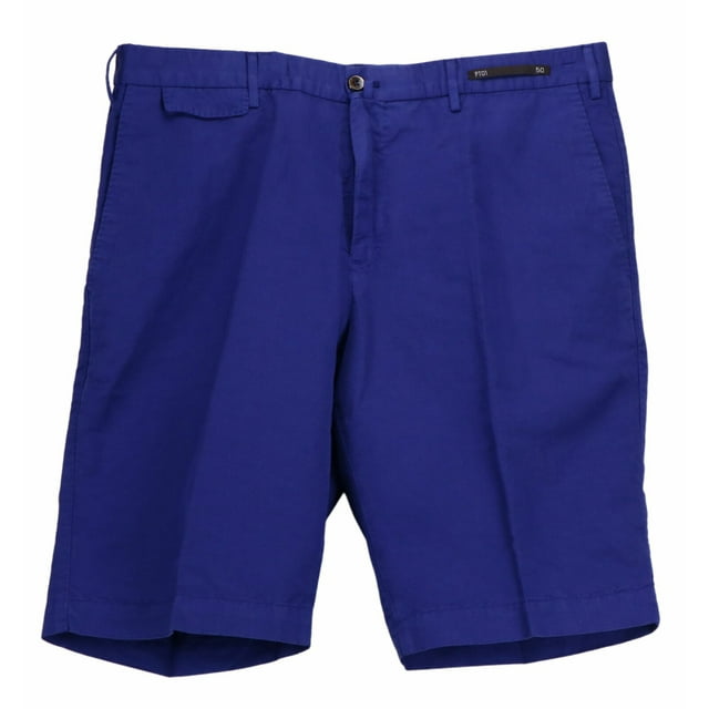PT01 Men's Royal Blue Casual Linen Short - 34 Inches