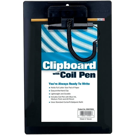 Mmf Wedgy Pen Clipboard - MMF, MMF258470004, Clipboard with Coil Pen, 1 / Each, Black