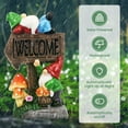 thumbnail image 5 of Molumo Solar Garden Gnome Statue 10 inch Resin Gnome Figurine with Solar Mushroom Light and Welcome Sign for Outdoor Decor, Patio Garden Decorations, 5 of 9