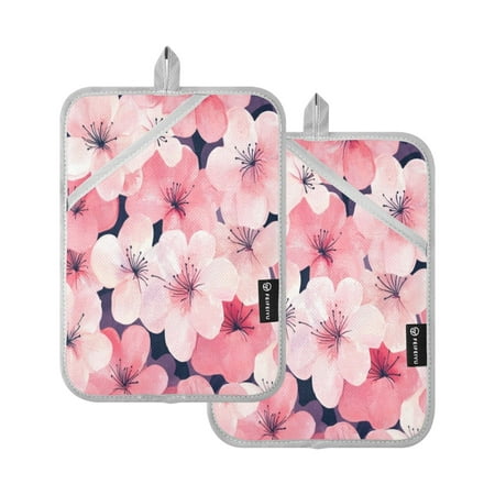 

Two Pieces Of Square Heat Insulation Pad Oven Mitts 7x9.8 Inch Oven Microwave Kitchen Cooking Baking Plum Blossom Seamless