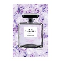 Fashion Glam Bottle Floating In Lavendar Roses - 20"X30" Canvas