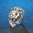 thumbnail image 2 of Mens Lion Head Ring Titanium Steel Gold Electroplated Geometric Ring Punk Rock Hip Hop Fashion Jewelry Fashion, 2 of 5