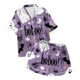 thumbnail image 6 of Halloween Pjs Women 2 Pcs Satin Pajamas For Women Halloween Printed Womens Shorts Pajama Set Button Up Lounge Sets For Women Womens Nighties, 6 of 6