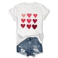 thumbnail image 2 of Round Neck T-Shirt with Heart Pattern Print, Casual Short-Sleeve Top for Women Tee For Adult, Men, Women, Teen, Teenager, Adolescent, Youth, 2 of 5