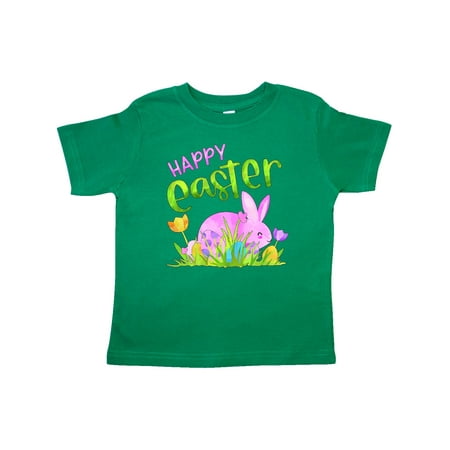 

Inktastic Happy Easter Pink Bunny and Eggs in Grass Gift Toddler Boy or Toddler Girl T-Shirt