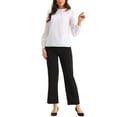 thumbnail image 2 of INSPIRE CHIC Chiffon Shirt for Women Work Office Mock Neck Long Sleeve Blouse XS White, 2 of 6