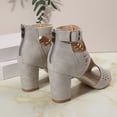 thumbnail image 5 of Gladiator Sandals for Women Open Toe High Block Heeled Summer Booties Breathable Cutout Ankle Strap Back Zipper Ankle Boots Light Gray Size 8.5, 5 of 7