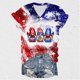 thumbnail image 1 of Fiudx Ofertas Relámpago Blusas Informales de Manga Corta con Cuello En V y Estampado a La Moda para Mujer, 1 of 5