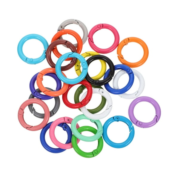 Chain Link Round Keychain Clips Metal Ring Fobs Coloured Spring Clamp Trigger 24 Pcs