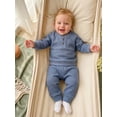 thumbnail image 5 of Loicainy Baby Toddler Boy Fall Outfit 3 6 12 18 24 Months 2T 3T 4T Crew Neck Long Sleeve Pullover Solid Color Waffle Knit Sweatshirt and Joggers Pants Clothes Set, 5 of 9