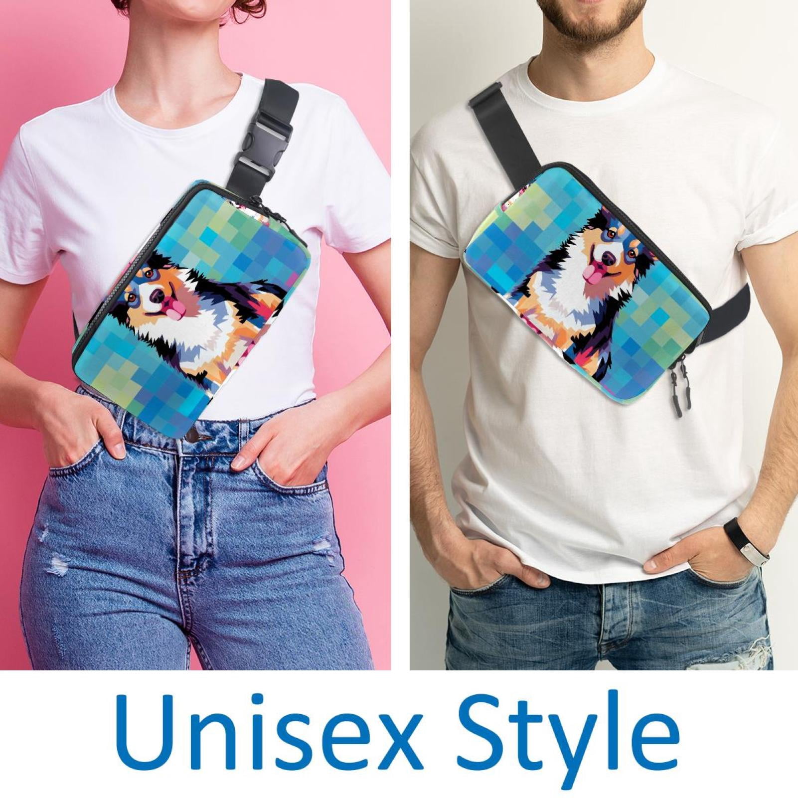 Pixel dog Crossbody Bag Running Belt Belt Bag Lightweight Adjustable with Extension Strap Unisex